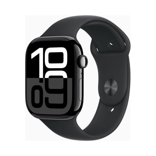 Apple Watch (Series 10 2024) Gps 46mm Aluminium Case Jet Black με Sports Band Black M/L EU