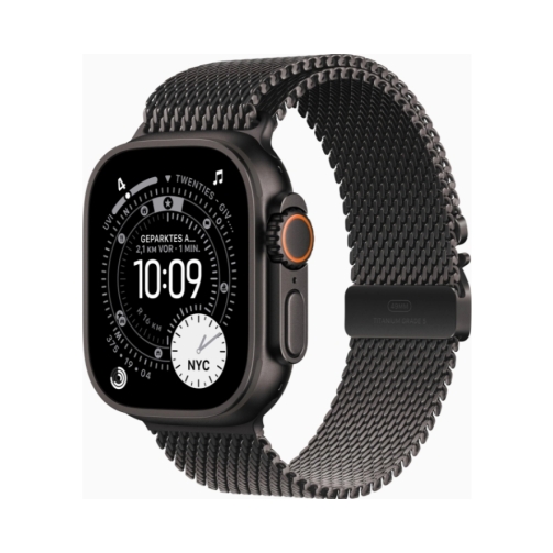 Apple Watch Ultra 3 (Series 11 2025) Gps +Cellular 49mm Black Titanium Case με Black Titanium Milanese Loop Large EU