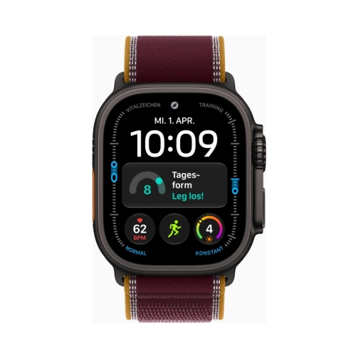 Apple Watch Ultra 4 (Series 12 2026) Gps +Cellular 49mm Black Titanium Case με S/M Burgundy Trail Loop EU